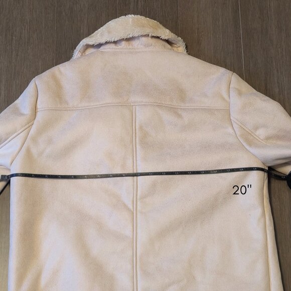 Forever 21 Faux Fur Lined Sherpa Moto Jacket, Cream, Size M - Picture 13 of 13